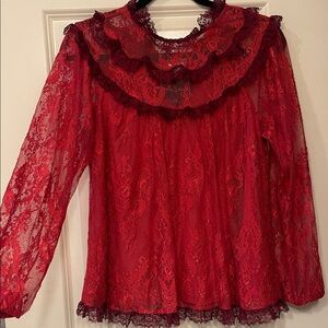 Needle & Thread Red Lace Blouse